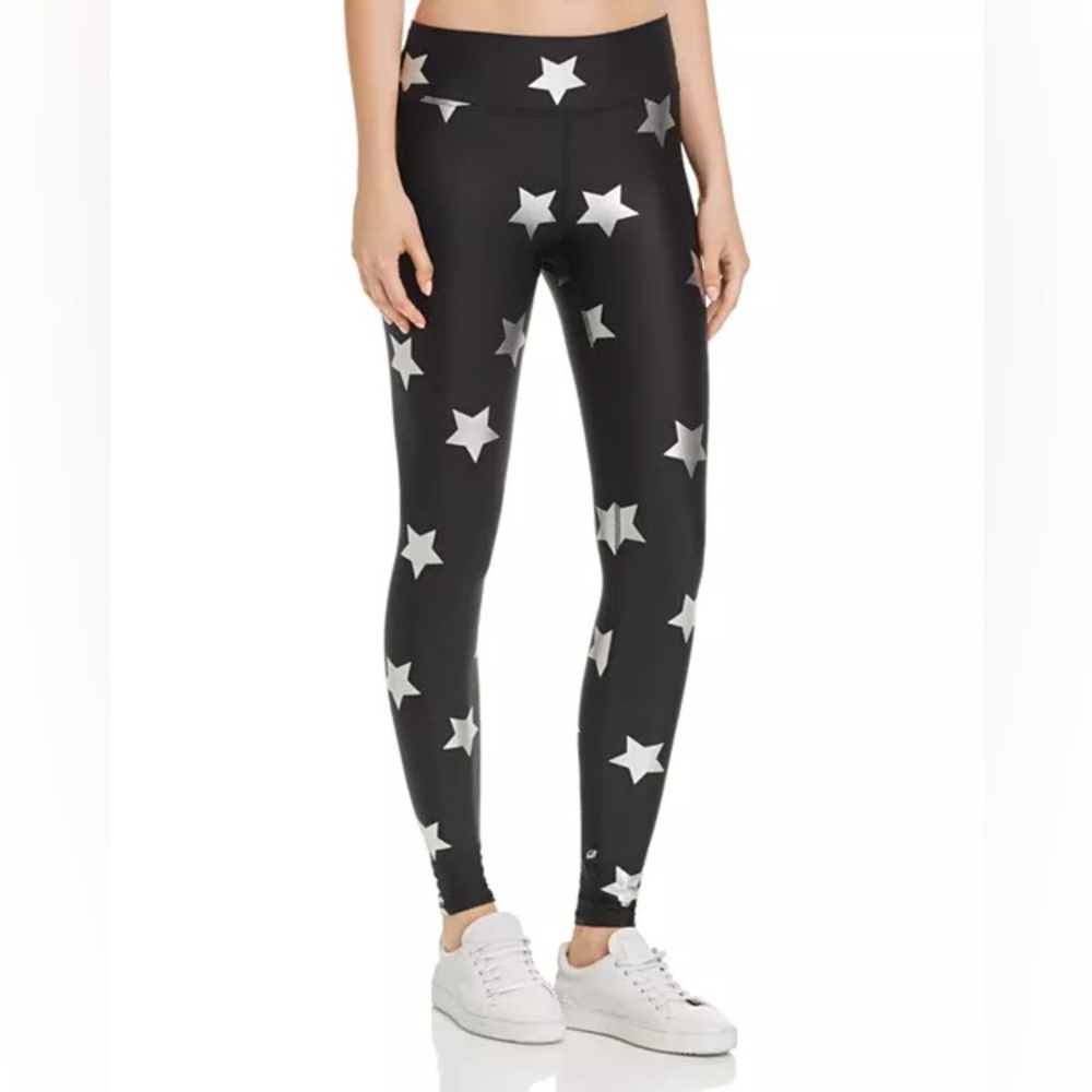 Terez Black and Silver Star Foil  Leggings
